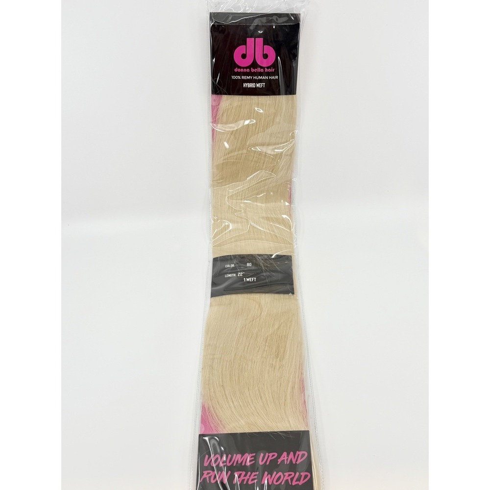 Donna Bella Hybrid Weft Extension Full Pack 22" Platinum #80 Blonde New 120 Gram